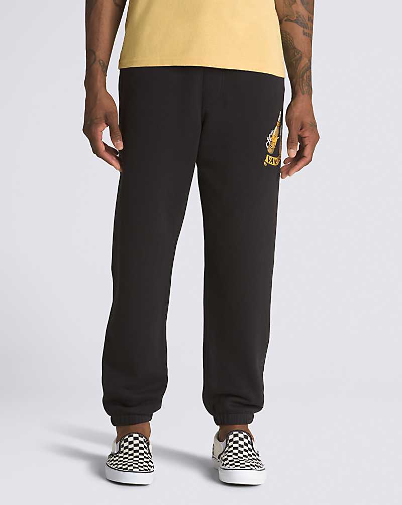 Vans Beer Skull Relaxed Fleece Men Pants Black | UD1-2644