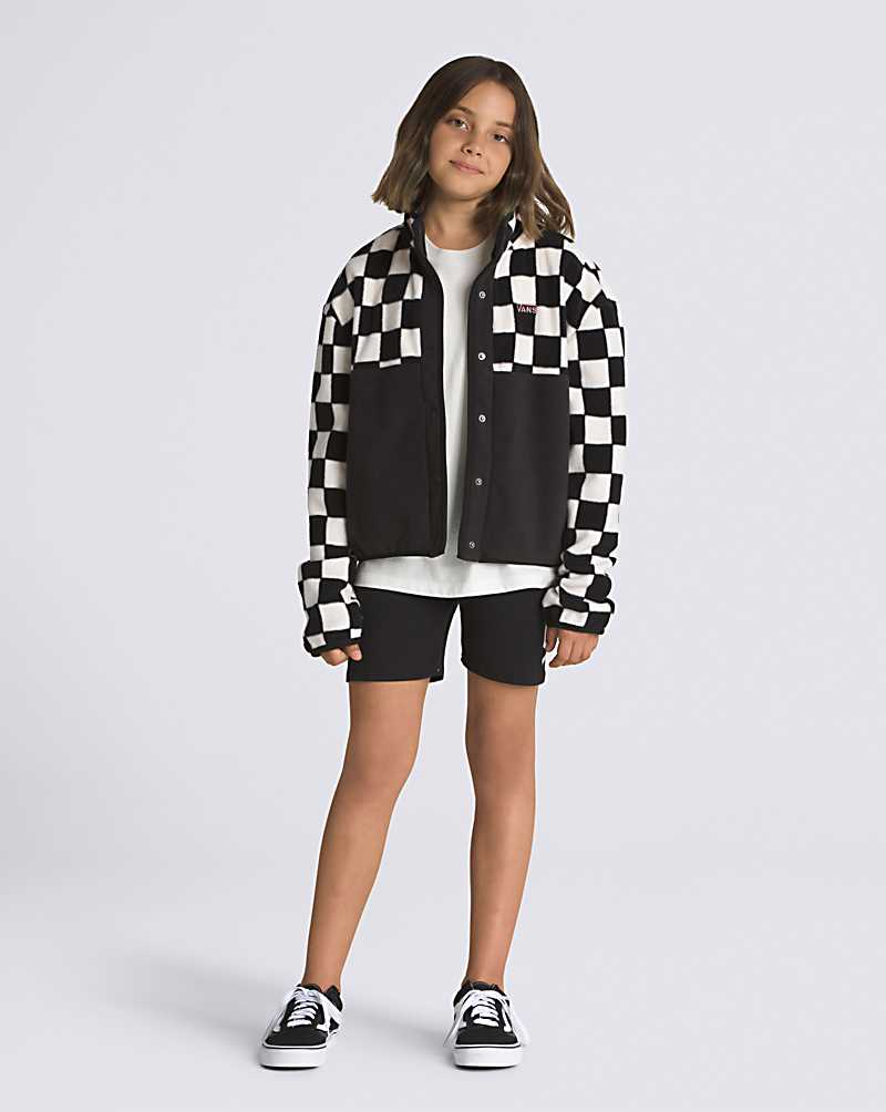 Vans Block it Mock Full Snap Polar Fleece Jacket Kids' Jackets Black / White | OZ1-1340