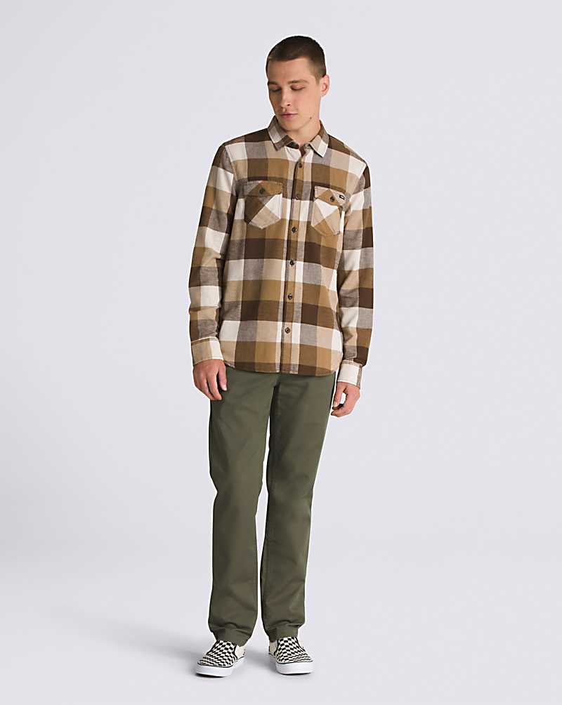 Vans Box Flannel Long Sleeve Buttondown Men Shirts Brown / Grey Brown | CY1-4530