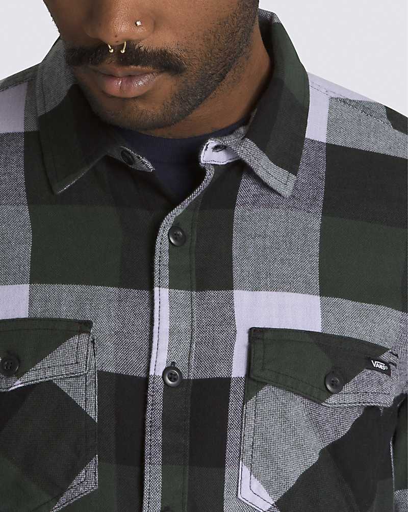 Vans Box Flannel Long Sleeve Buttondown Men Shirts Deep Green / Purple | PL1-7513