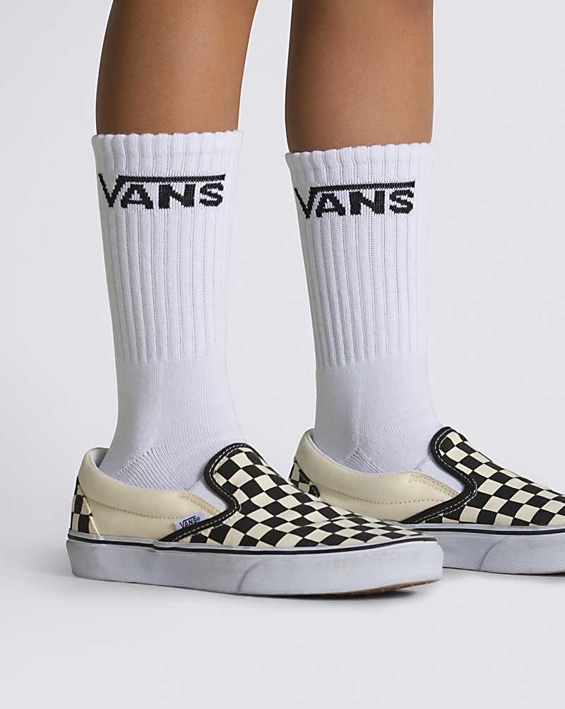 Vans Boys Classic Crew Youth 10-13.5 3 Pack Crew Kids' Socks White | VK1-6809