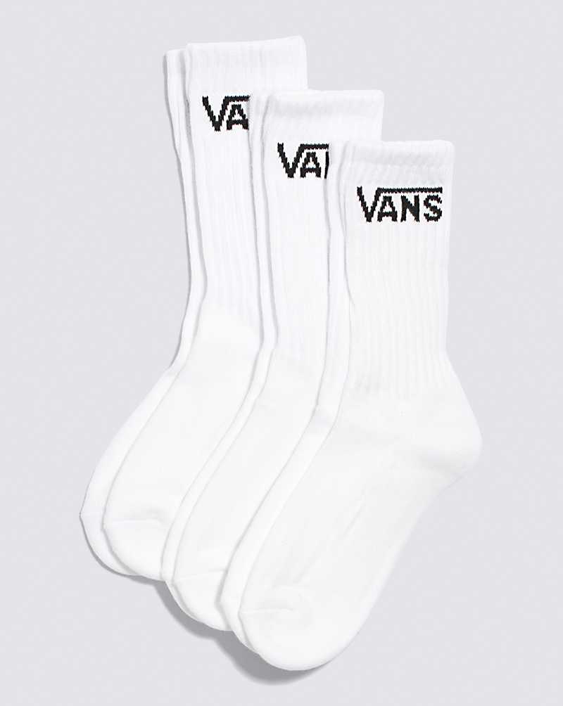 Vans Boys Classic Crew Youth 10-13.5 3 Pack Crew Kids\' Socks White | VK1-6809