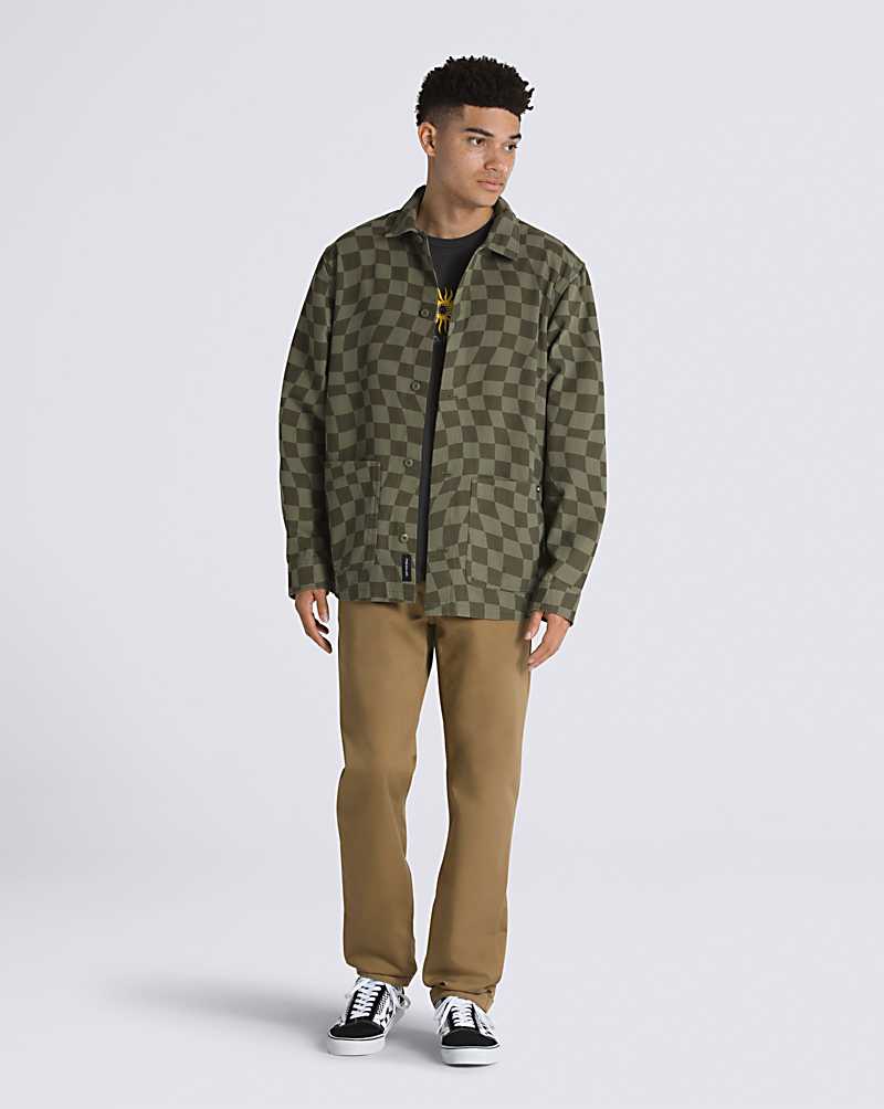 Vans Butler Long Sleeve Men Shirts Green | SD1-0772