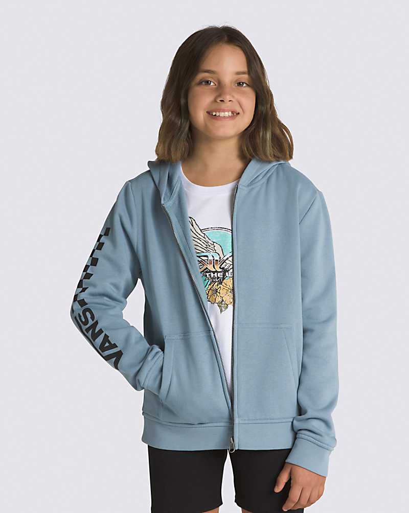 Vans Chalkboard Full Zip Kids' Hoodie Grey Blue | AO1-4416