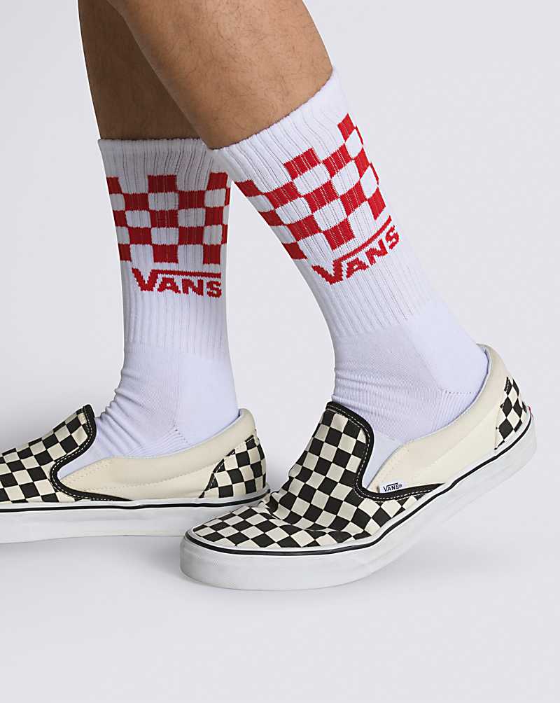 Vans Check Crew 3-Pack Men Socks White / Grey / Black | UJ1-9675