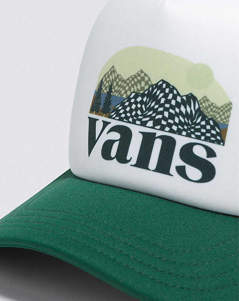 Vans Check Mountain Trucker Kids' Hats Deep Green | UN1-5832