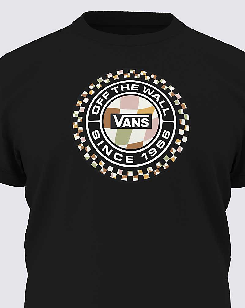 Vans Checker Circle Crew Kids' T Shirts Black | GV1-9069