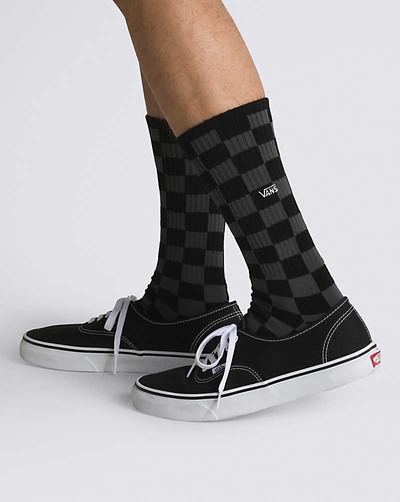 Vans Checkerboard CrewSock Men Socks Black / Charcoal | UU1-6699