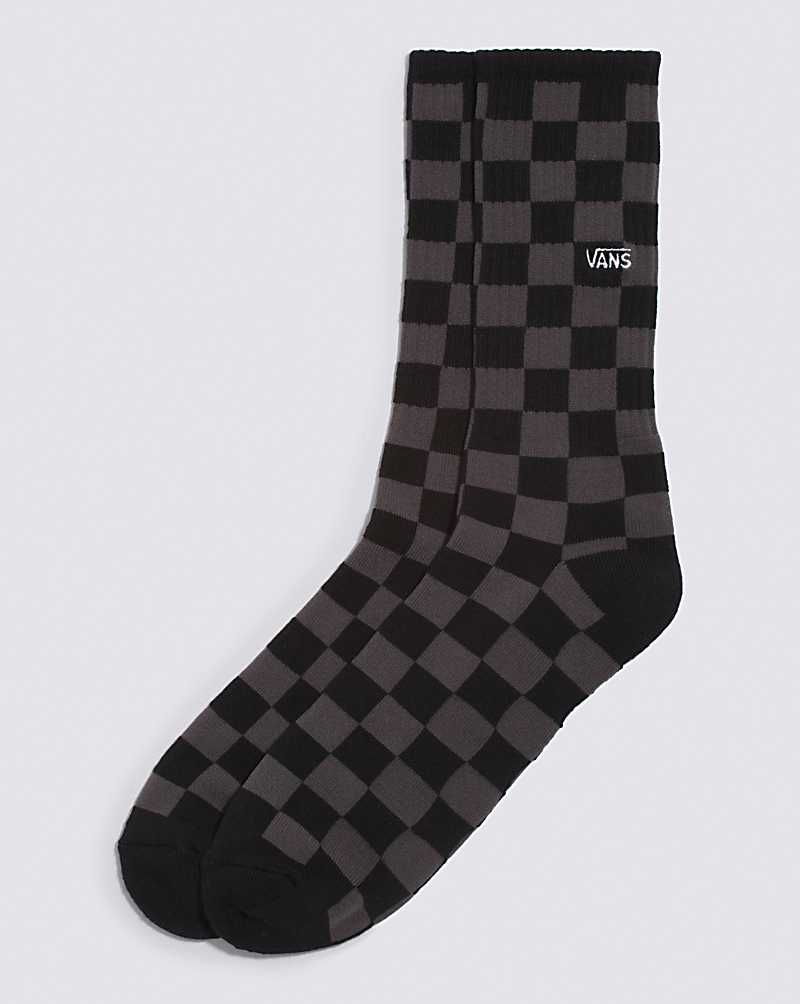 Vans Checkerboard CrewSock Men Socks Black / Charcoal | UU1-6699