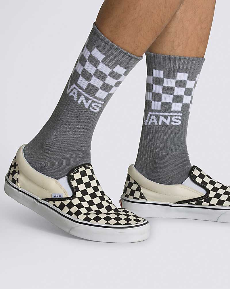 Vans Checkerboard Crew 3-Pack Men Socks White / Grey / Black | BQ1-7279