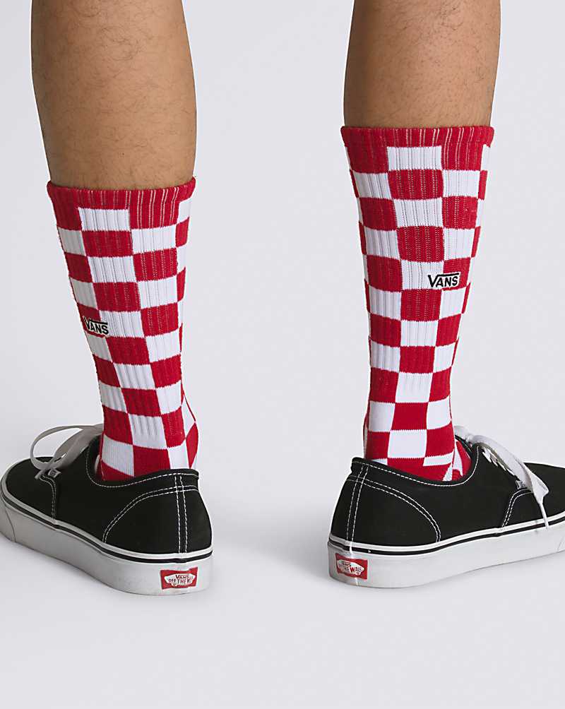 Vans Checkerboard Crew 9.5-13 1 Pack Checkerboard Men Socks Red / White | CG1-4315