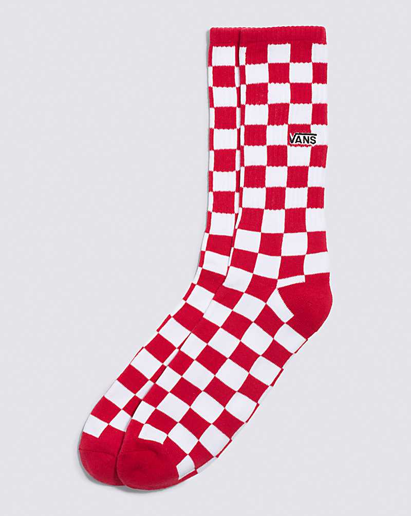 Vans Checkerboard Crew 9.5-13 1 Pack Checkerboard Men Socks Red / White | CG1-4315