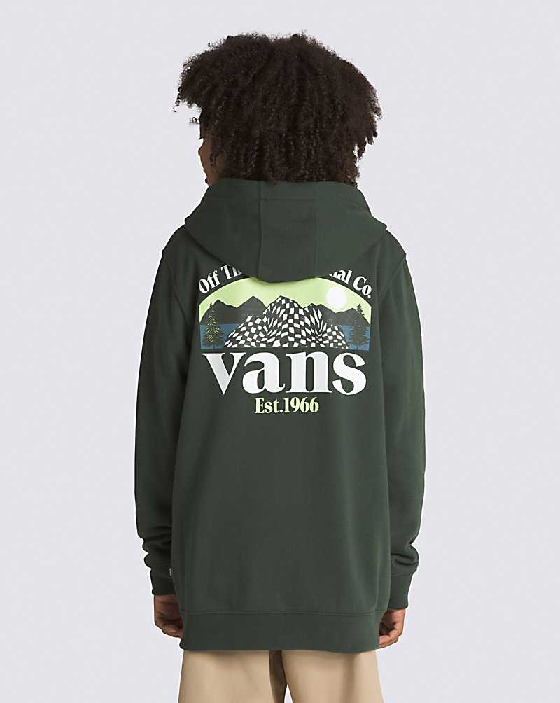 Vans Checkerboard Mountain Full Zip Kids\' Hoodie Deep Green | FM1-4781