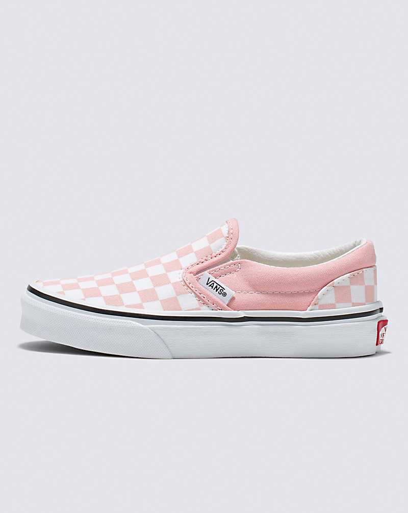 Vans Classic Checkerboard Slip-On Shoe Kids\' Slip On Shoes Pink / White | WP1-7091