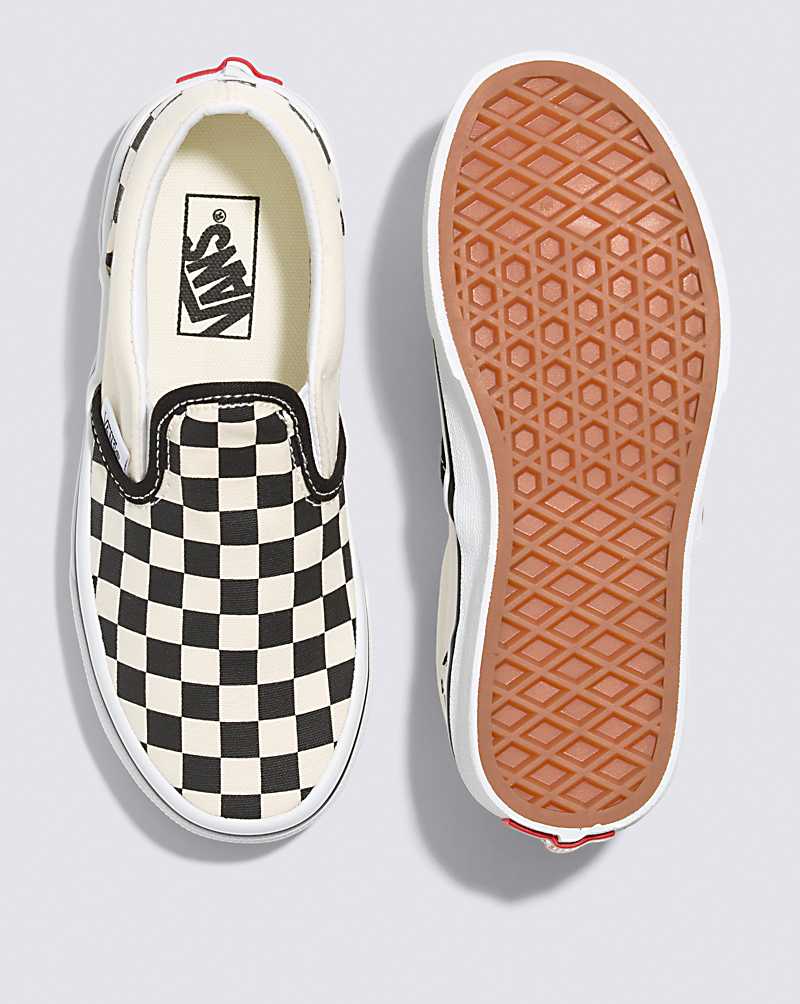 Vans Classic Checkerboard Slip-On Shoe Kids' Slip On Shoes Black / White | ZI1-9589