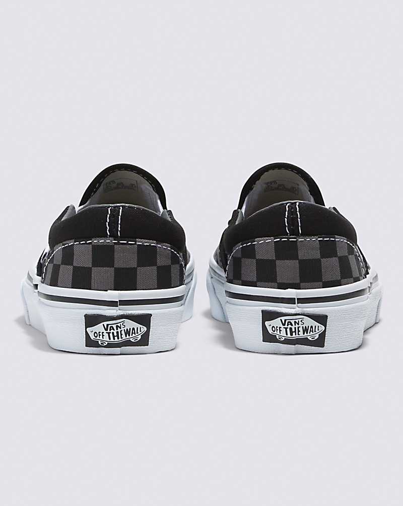 Vans Classic Checkerboard Slip-On Shoe Kids' Slip On Shoes Black / Grey | PJ1-7990