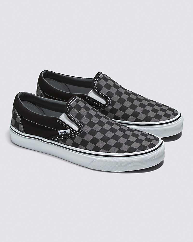 Vans Classic Checkerboard Slip-On Shoe Women Slip On Shoes Black / Grey | XL1-4426