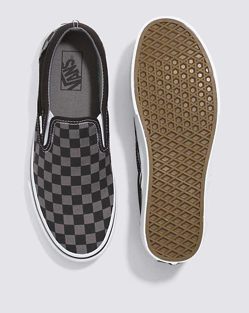 Vans Classic Checkerboard Slip-On Shoe Women Slip On Shoes Black / Grey | XL1-4426