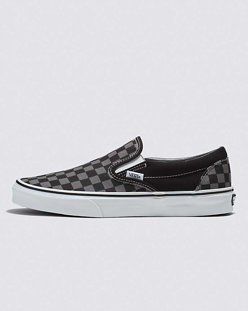 Vans Classic Checkerboard Slip-On Shoe Women Slip On Shoes Black / Grey | XL1-4426