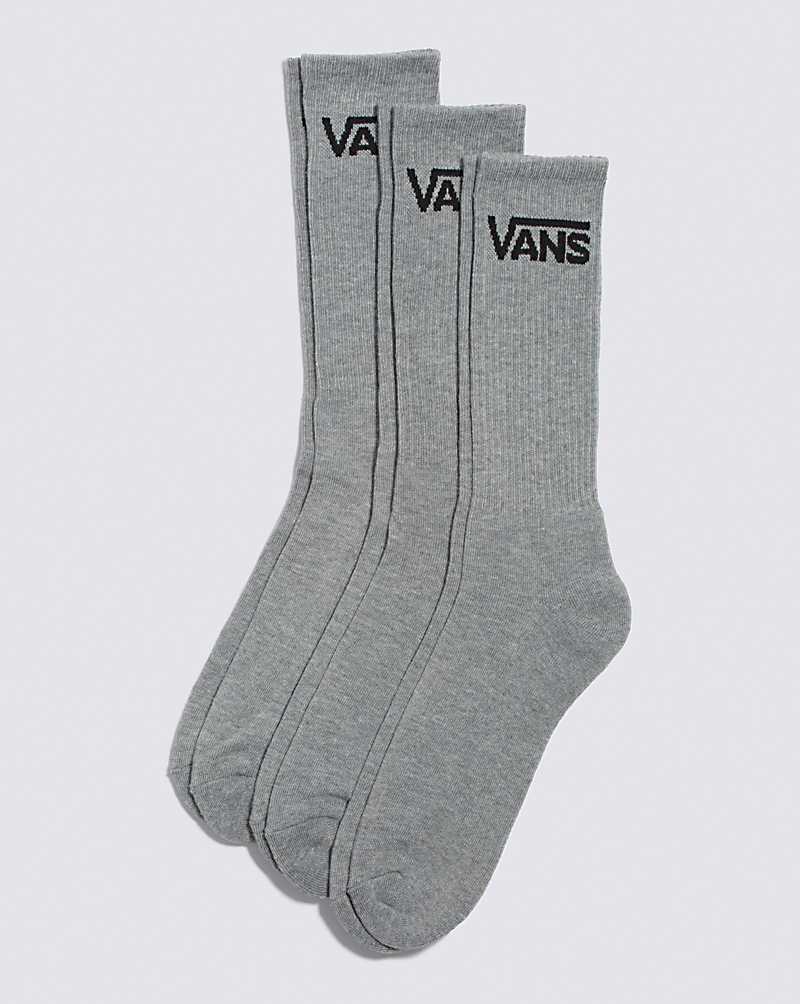 Vans Classic Crew 9.5-13 3 Pack Crew Men Socks Grey | UX1-8616