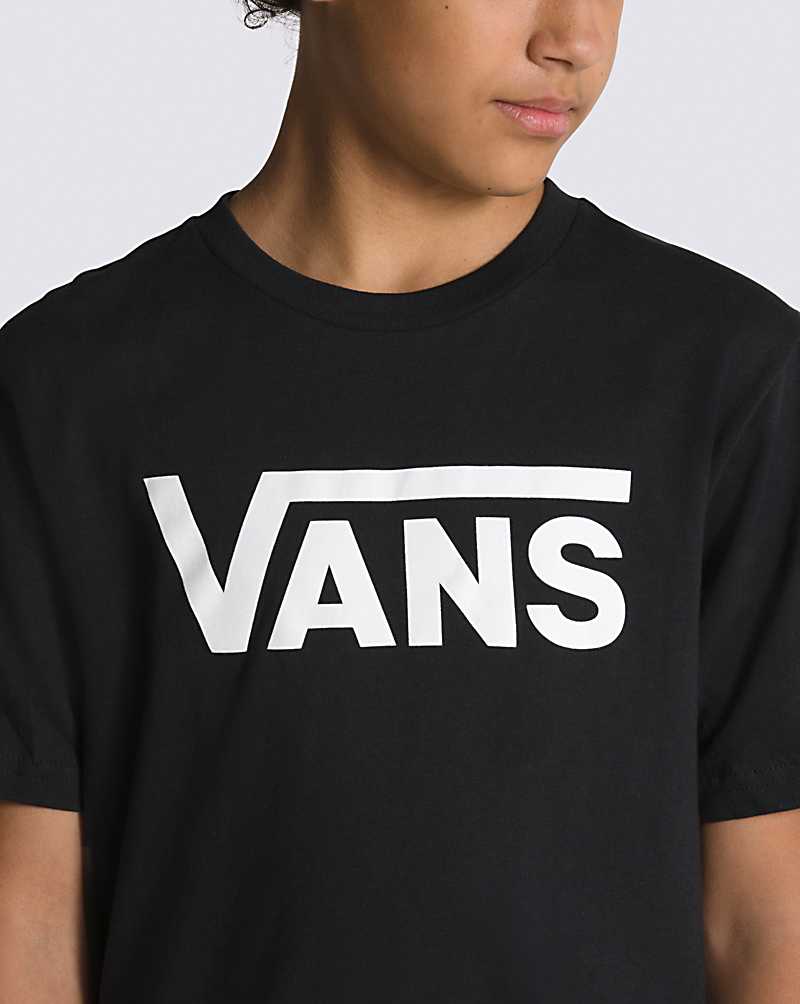 Vans Classic Kids' T Shirts Black / White | SF1-3895