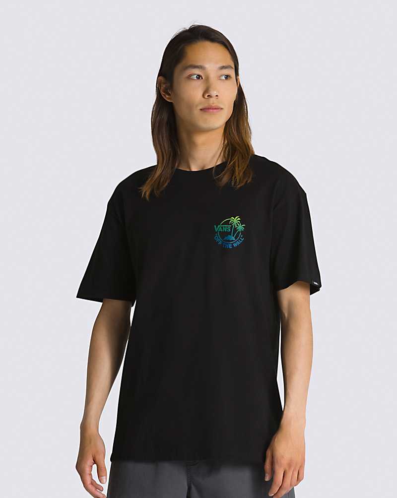 Vans Classic Mini Dual Palm Men T Shirts Black / Lime Green / Blue | PI1-4521