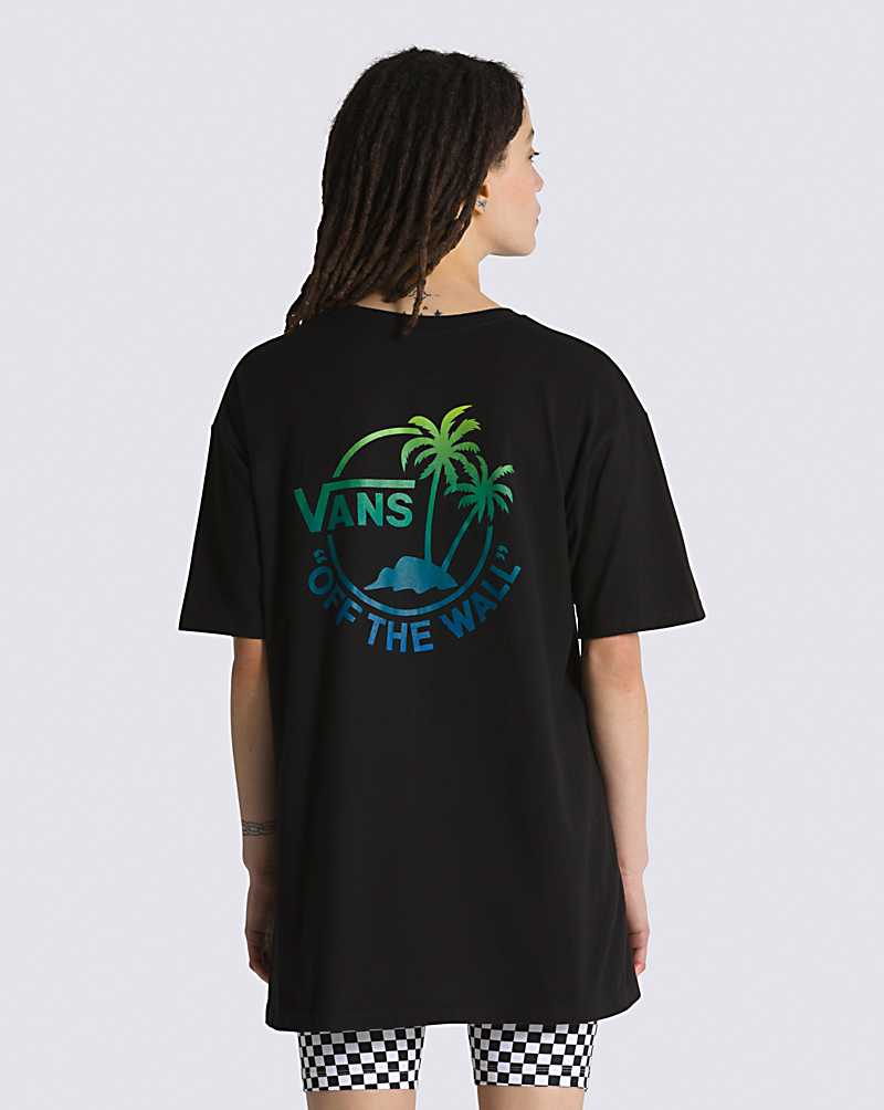 Vans Classic Mini Dual Palm Men T Shirts Black / Lime Green / Blue | PI1-4521