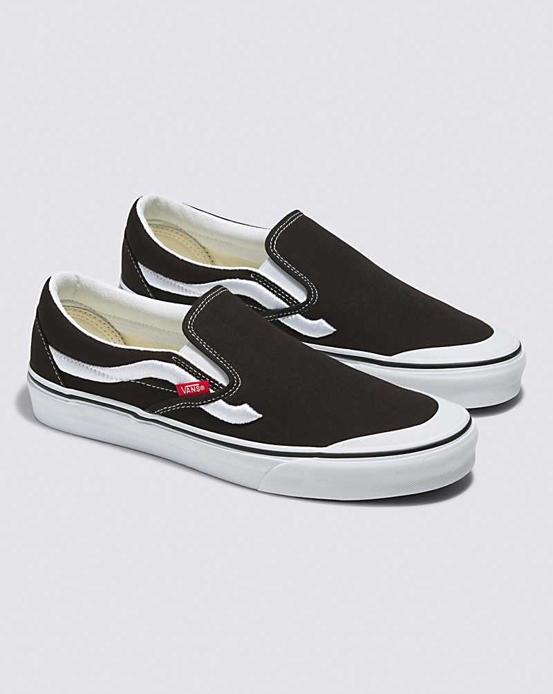 Vans Classic Slip-On 138 Sidestripe Shoe Women Slip On Shoes Black / White | UU1-4075