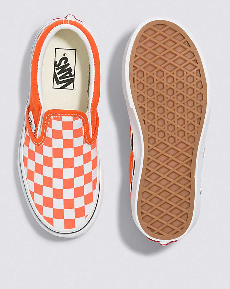 Vans Classic Slip-On Checkerboard Shoe Kids' Slip On Shoes Red Orange | IV1-0089