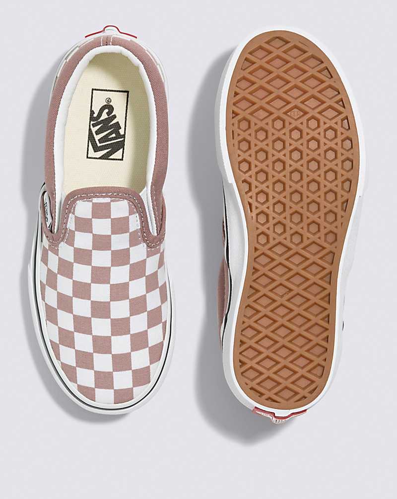 Vans Classic Slip-On Checkerboard Shoe Kids' Slip On Shoes Light Coral | TO1-2970