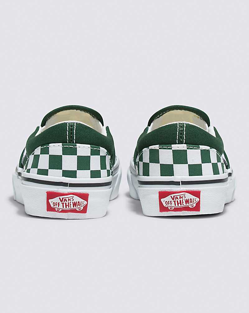 Vans Classic Slip-On Checkerboard Shoe Kids' Slip On Shoes Green | FY1-7122