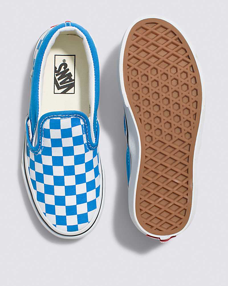 Vans Classic Slip-On Checkerboard Shoe Kids' Slip On Shoes Blue | YY1-1297