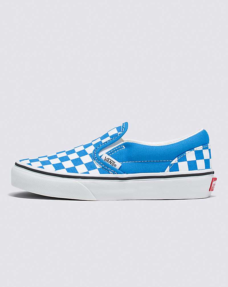 Vans Classic Slip-On Checkerboard Shoe Kids\' Slip On Shoes Blue | YY1-1297