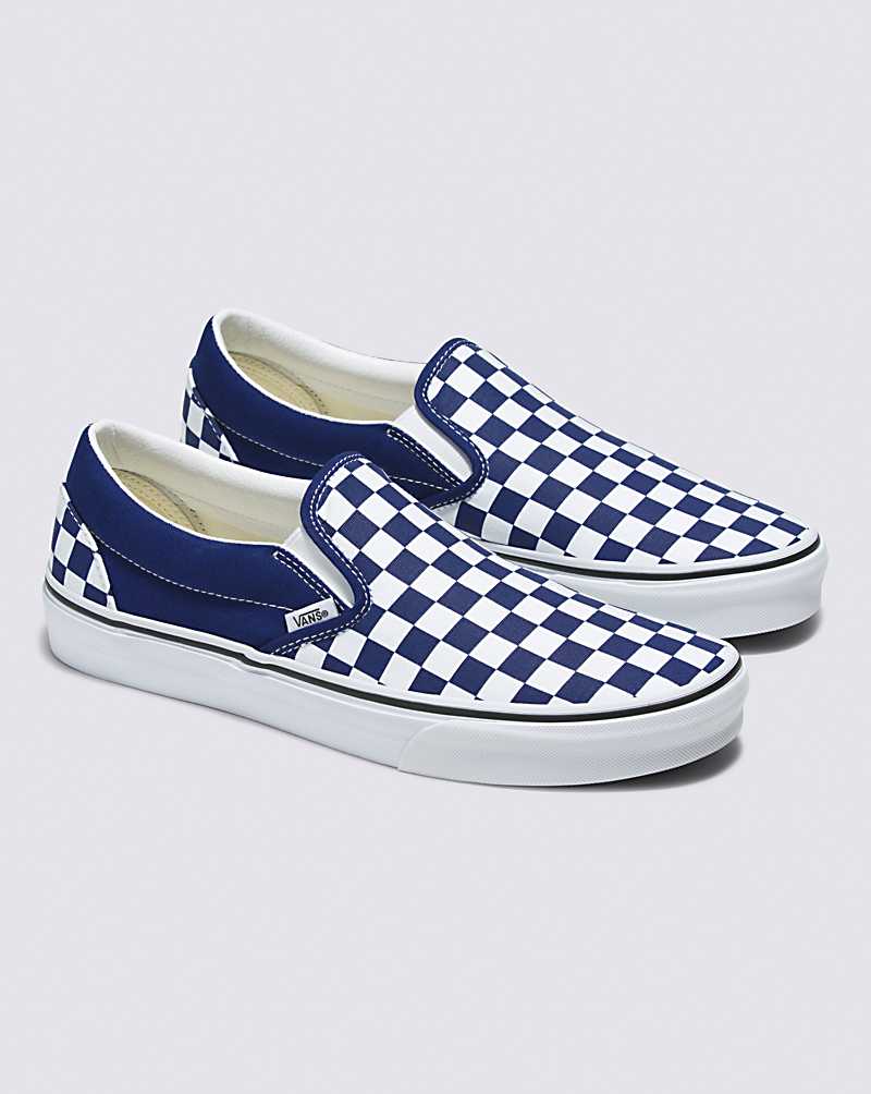 Vans Classic Slip-On Checkerboard Shoe Men Slip On Shoes Blue | IX1-7912