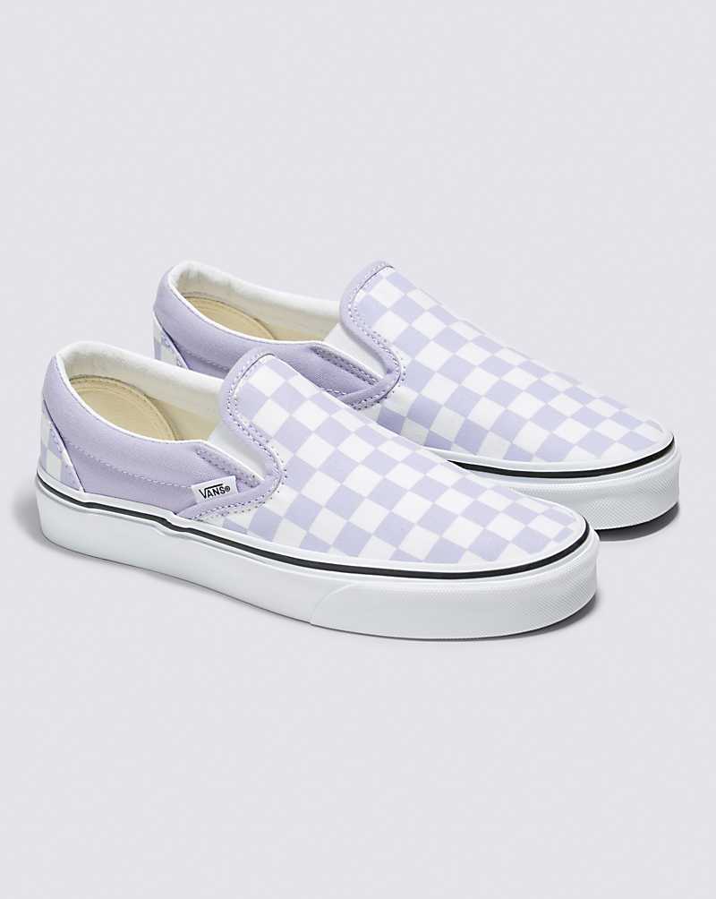 Vans Classic Slip-On Checkerboard Shoe Women Slip On Shoes Purple | AL1-4657