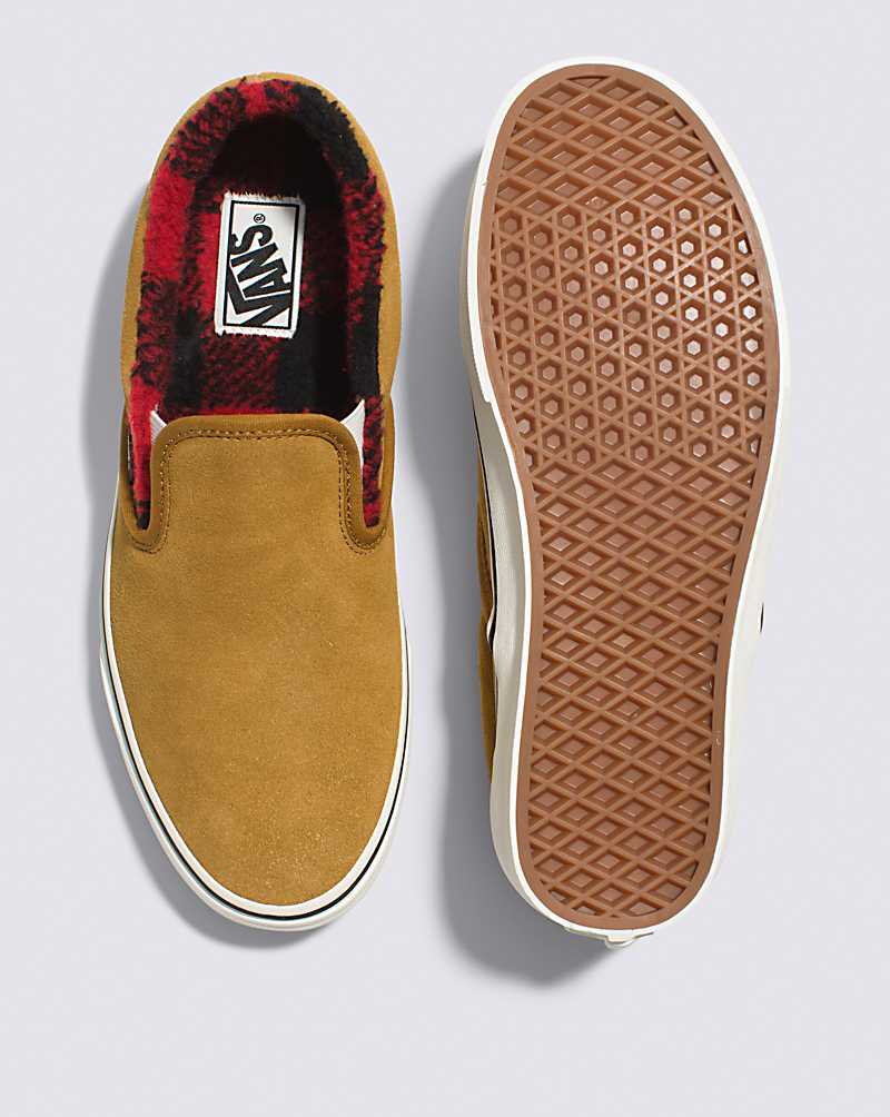 Vans Classic Slip-On Cozy Hug Shoe Men Slip On Shoes Gold Brown | JE1-2290