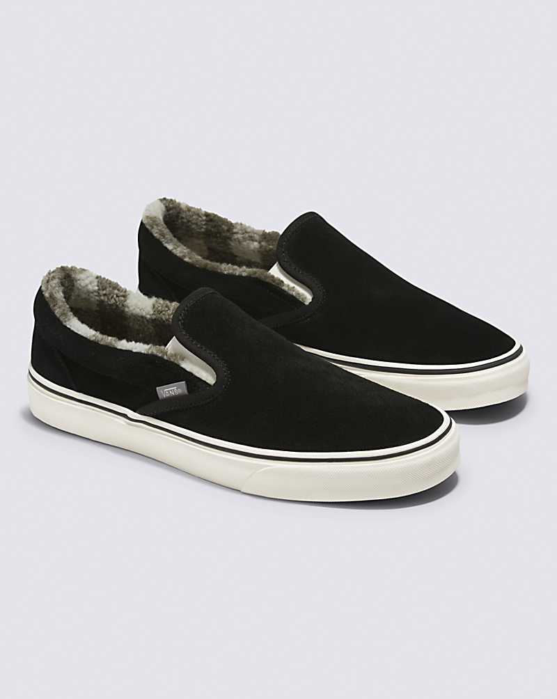 Vans Classic Slip-On Cozy Hug Shoe Men Slip On Shoes Black | RS1-7251