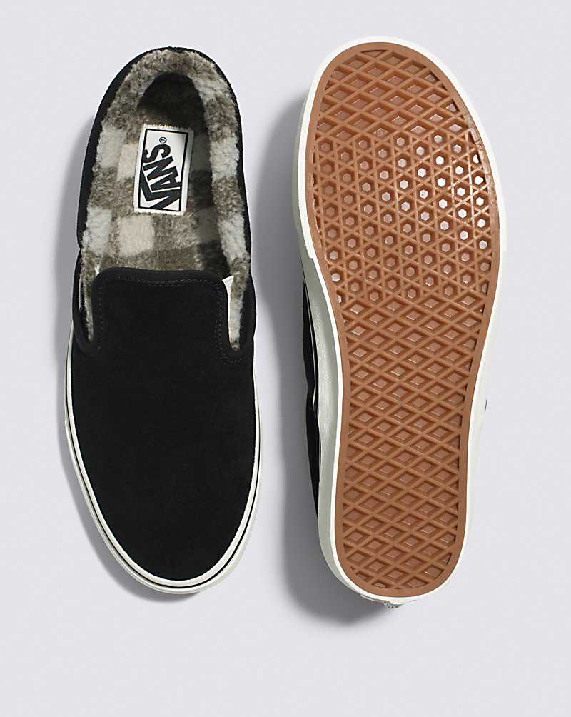 Vans Classic Slip-On Cozy Hug Shoe Men Slip On Shoes Black | RS1-7251