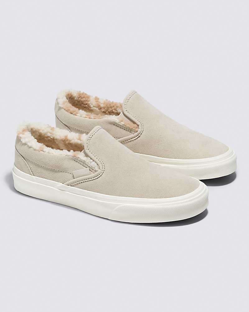 Vans Classic Slip-On Cozy Hug Shoe Women Slip On Shoes Beige | XM1-8371