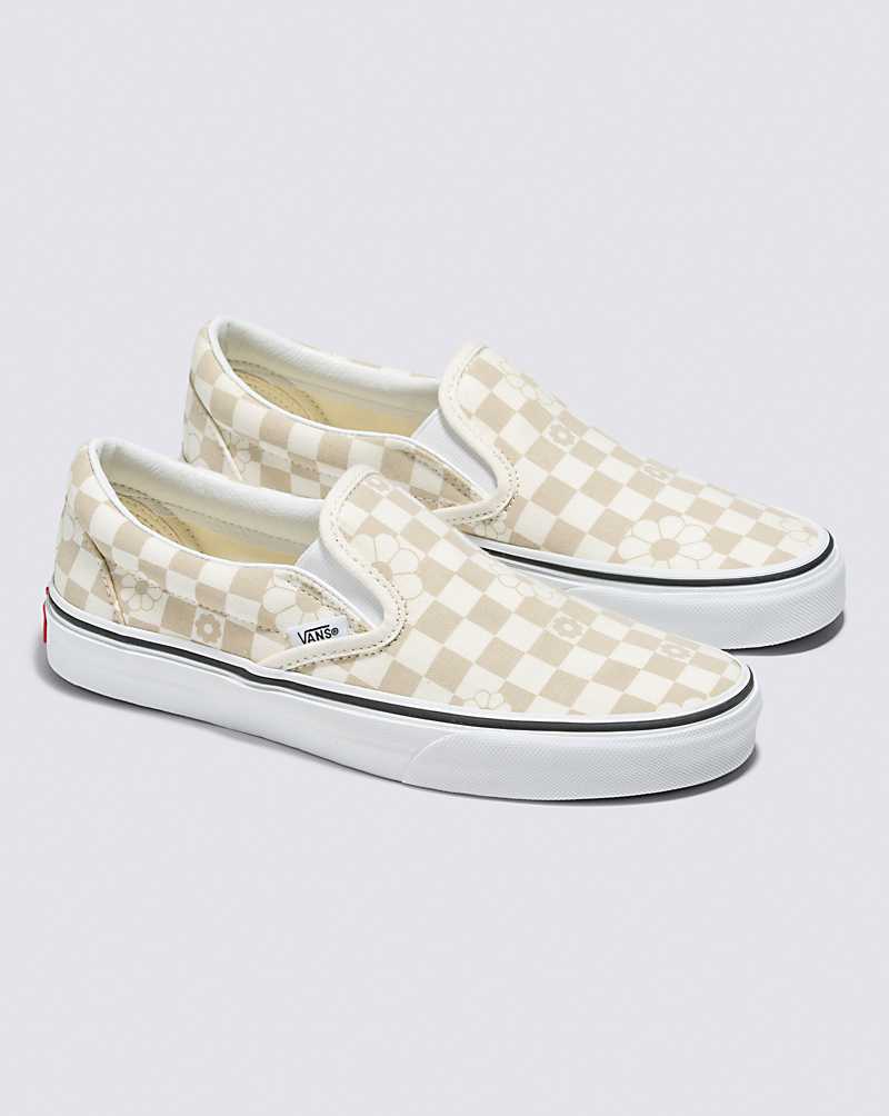 Vans Classic Slip-On Floral Check Shoe Women Slip On Shoes White | OD1-3678