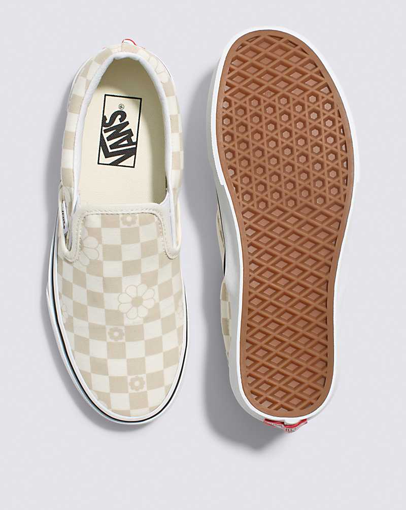 Vans Classic Slip-On Floral Check Shoe Women Slip On Shoes White | OD1-3678