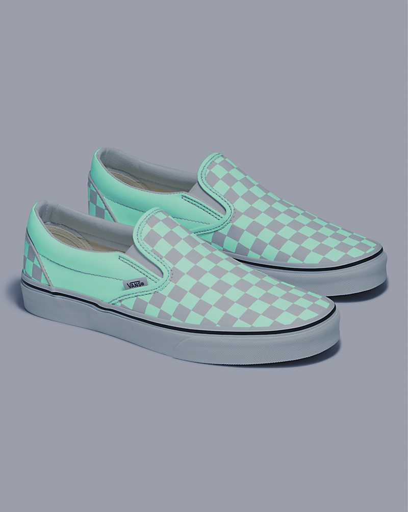 Vans Classic Slip-On Glow Checkerboard Shoe Women Slip On Shoes White | AY1-1892