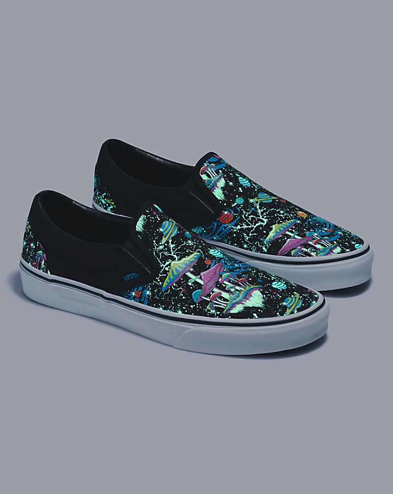 Vans Classic Slip-On Glow Shoe Women Slip On Shoes Black / White | QK1-0688