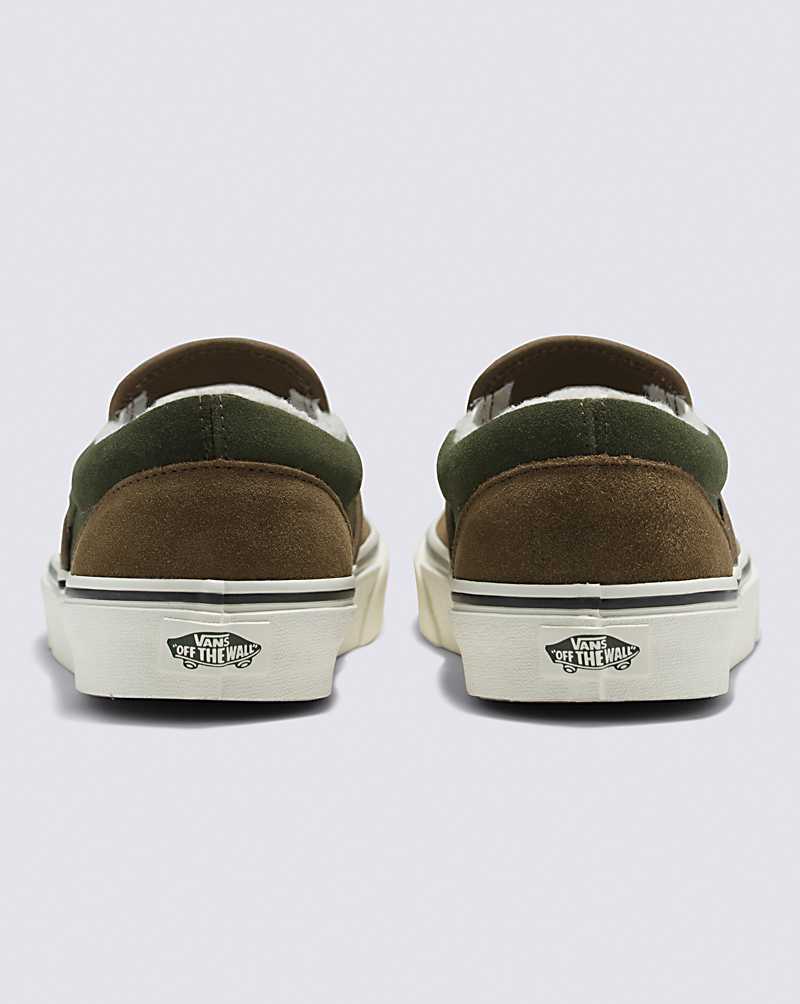 Vans Classic Slip-On Sherpa Shoe Men Slip On Shoes Olive | ZA1-9515