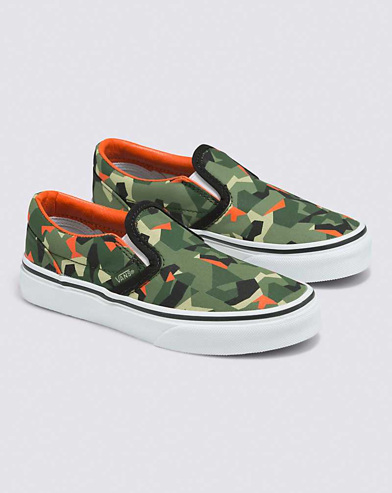 Vans Classic Slip-On Shoe Kids' Slip On Shoes Camo Green / Multicolor | SA1-5333