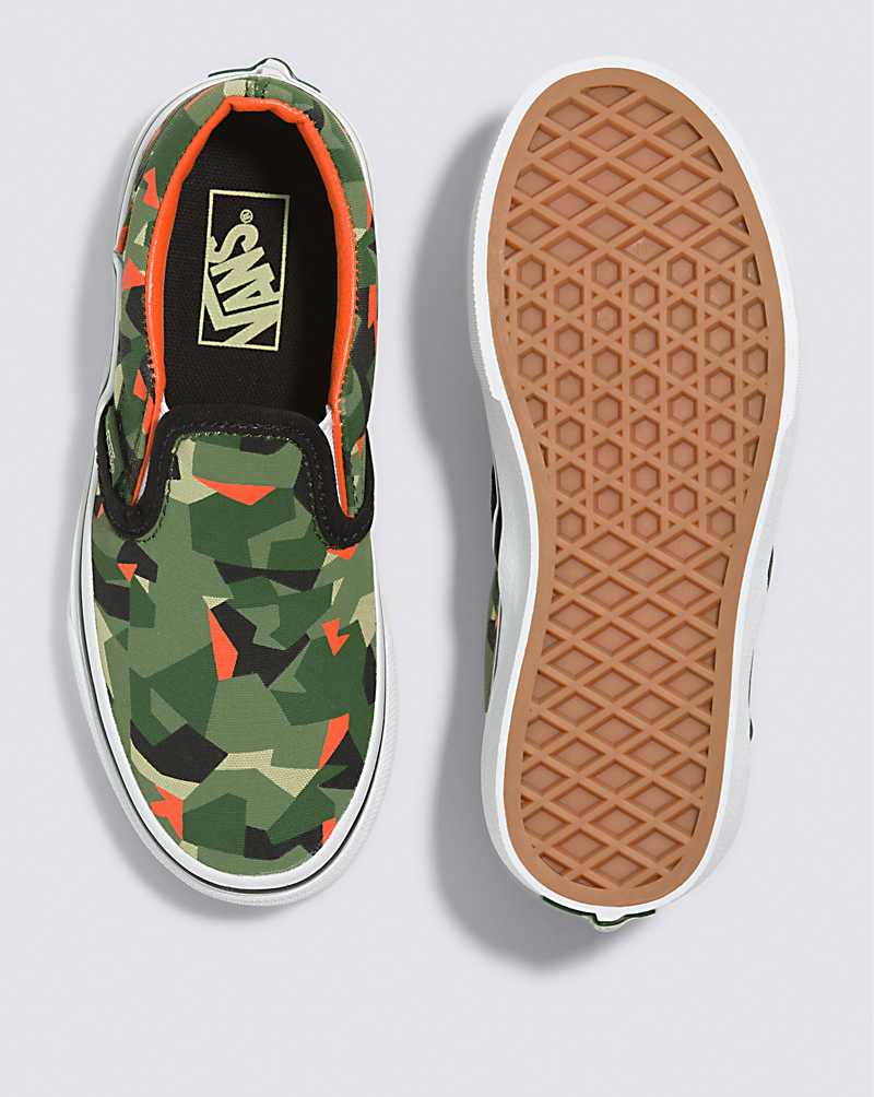 Vans Classic Slip-On Shoe Kids' Slip On Shoes Camo Green / Multicolor | SA1-5333