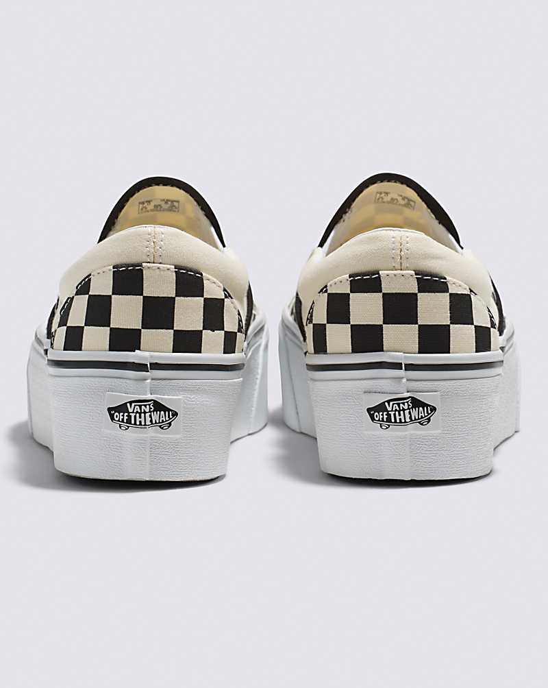 Vans Classic Slip-On Stackform Checkerboard Shoe Women Slip On Shoes Black / White | UU1-0057