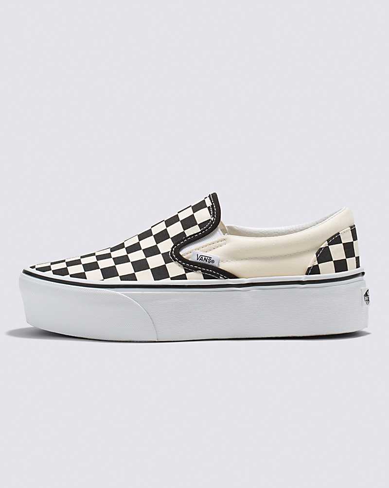 Vans Classic Slip-On Stackform Checkerboard Shoe Women Slip On Shoes Black / White | UU1-0057