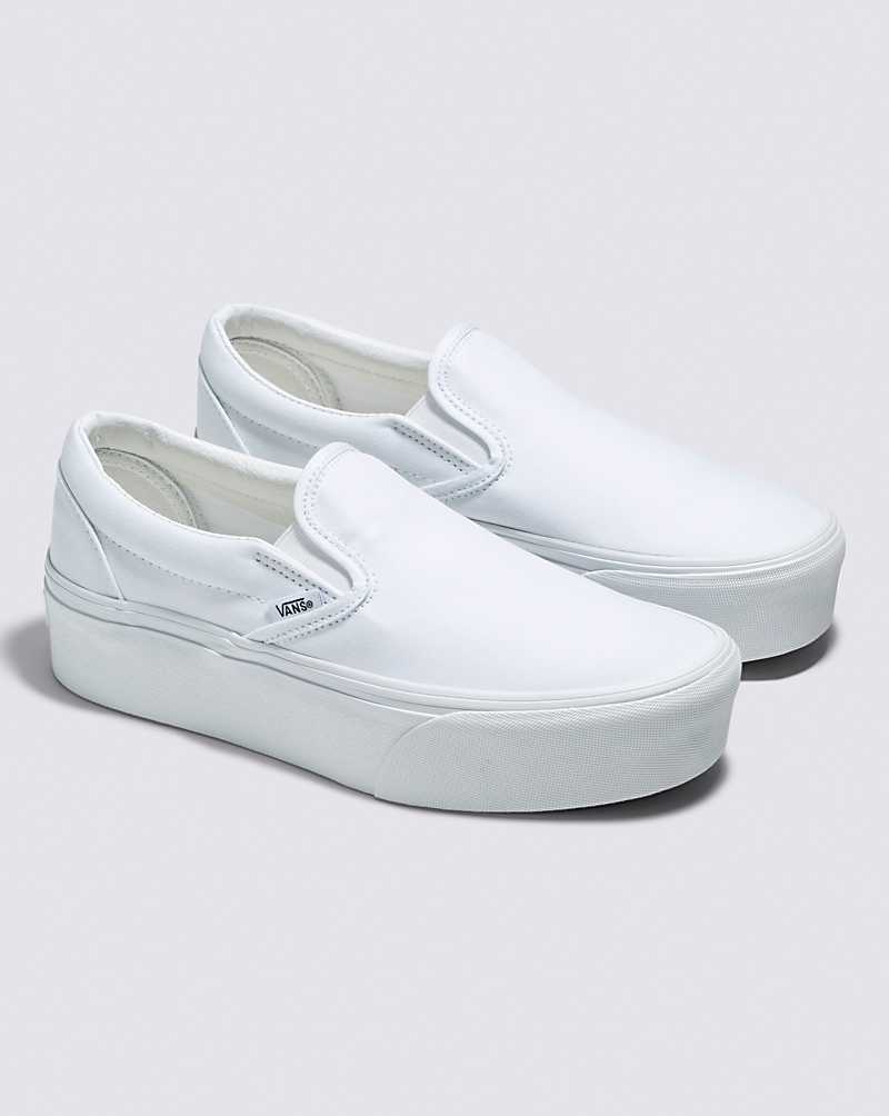 Vans Classic Slip-On Stackform Shoe Women Slip On Shoes White / White | EV1-6927