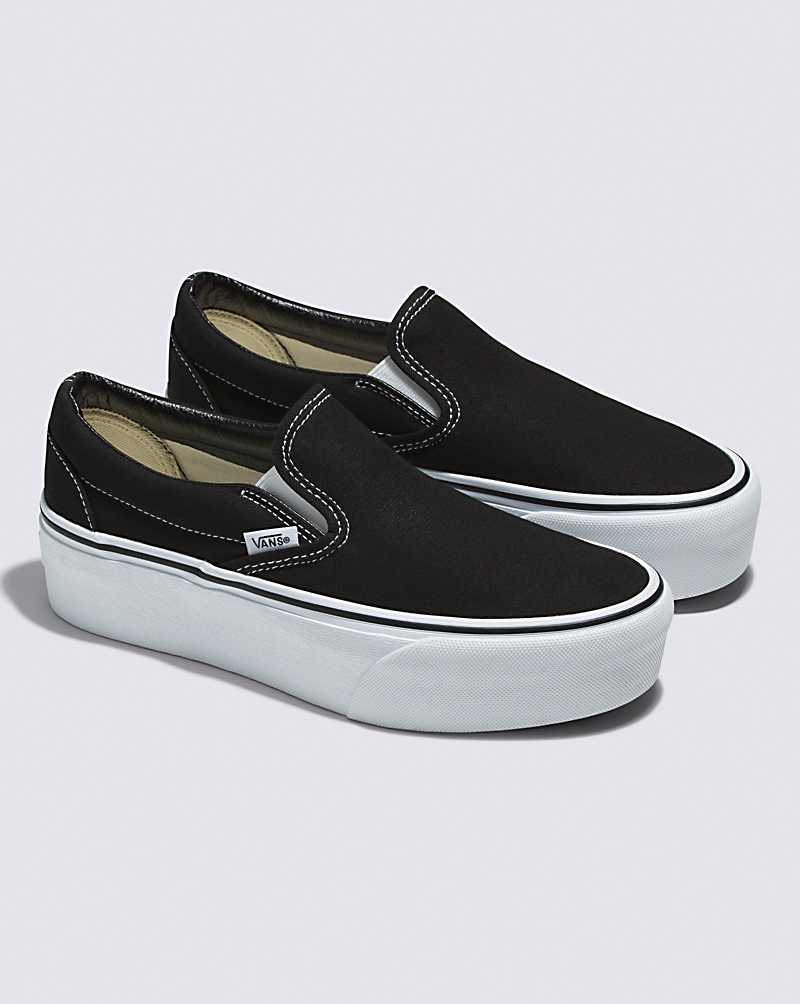 Vans Classic Slip-On Stackform Shoe Women Slip On Shoes Black / White | UC1-2478